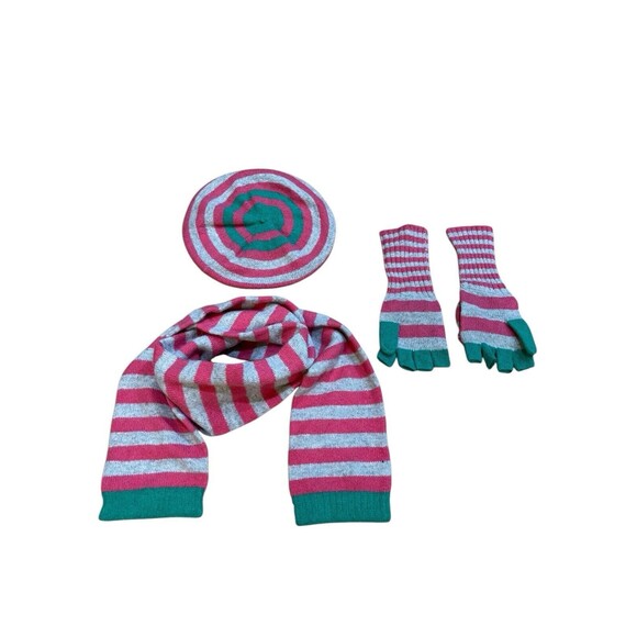 Mini Boden Girls Winter Accessories Set Beret Scarf Mittens Size L 13-14 Y Wool - Picture 1 of 14
